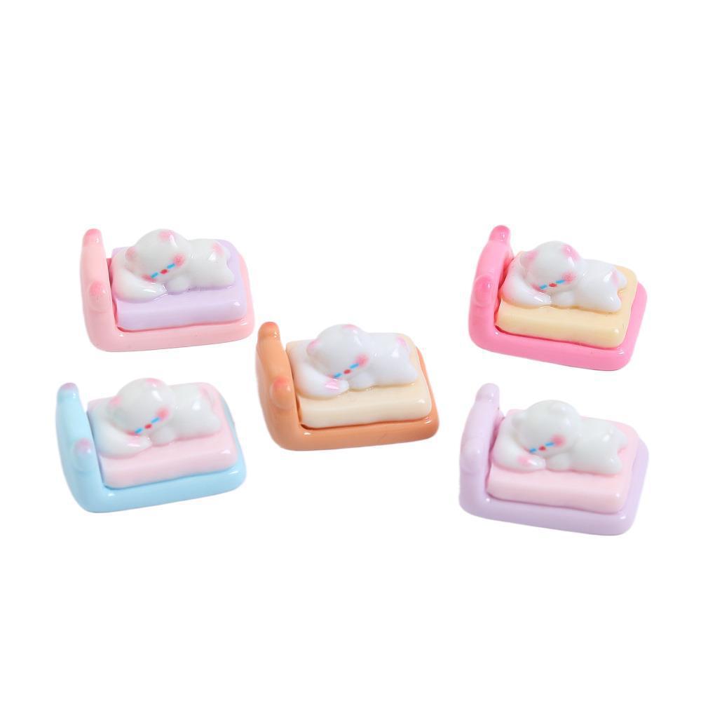 3D Lying Cat DIY Hair Clip Kit - Cream Glue & Resin Accessories