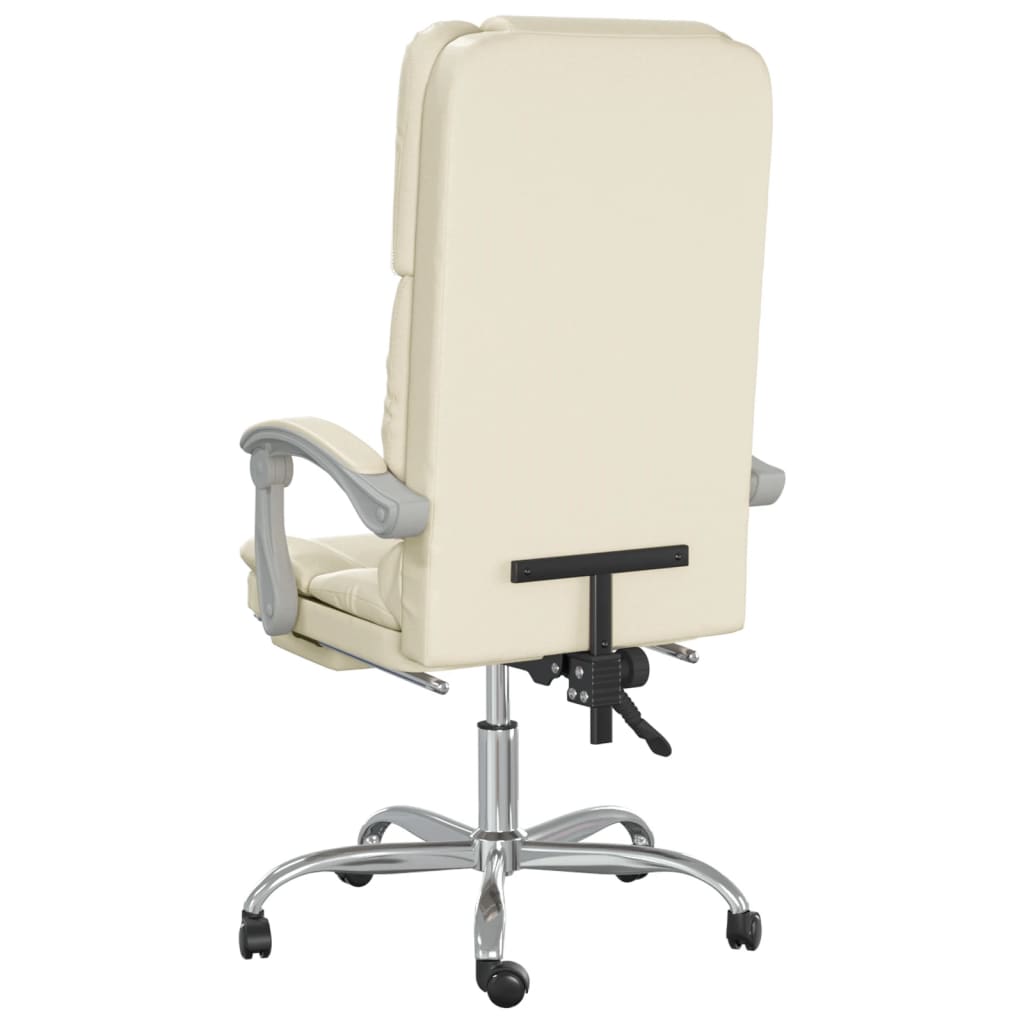 Office Chair with Massage Function Cream Faux Leather