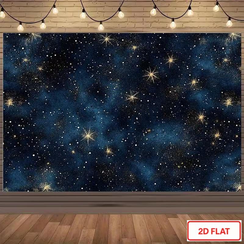 Sfondo Stellare Nebulosa Blu Oro 2D Banner per Shooting di Ritratti