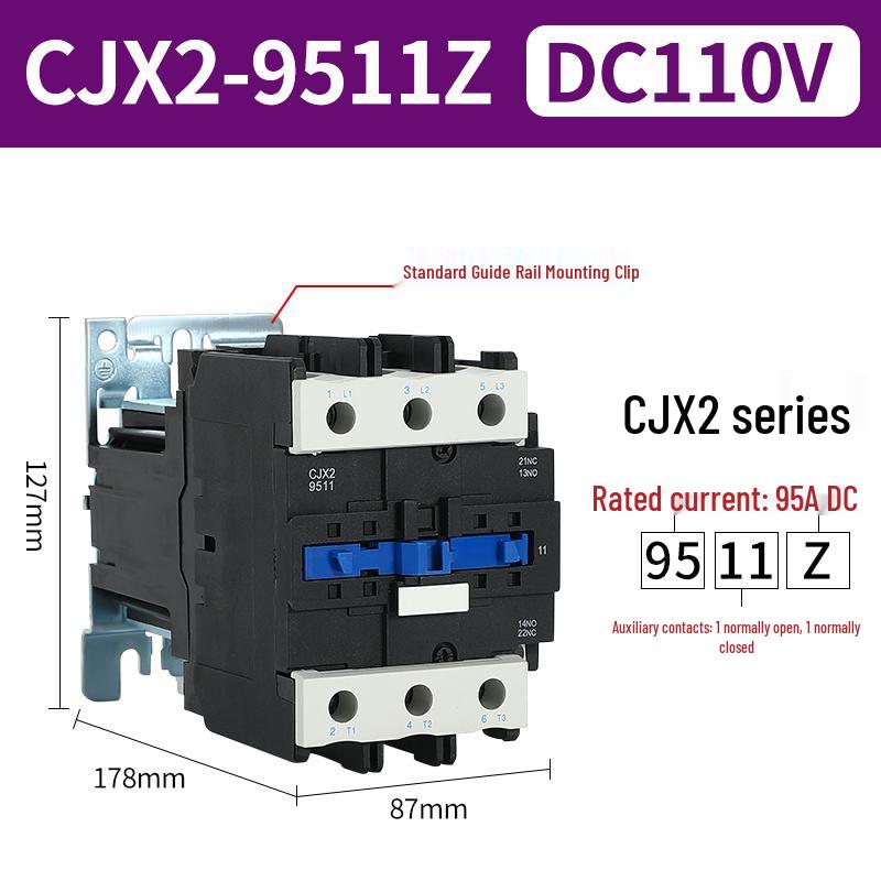 CJX2 DC Contactor: Models 1210, 0910, 1810, 2510 - Voltage Options: 12V, 24V, 48V, 110V, 220V, 380V