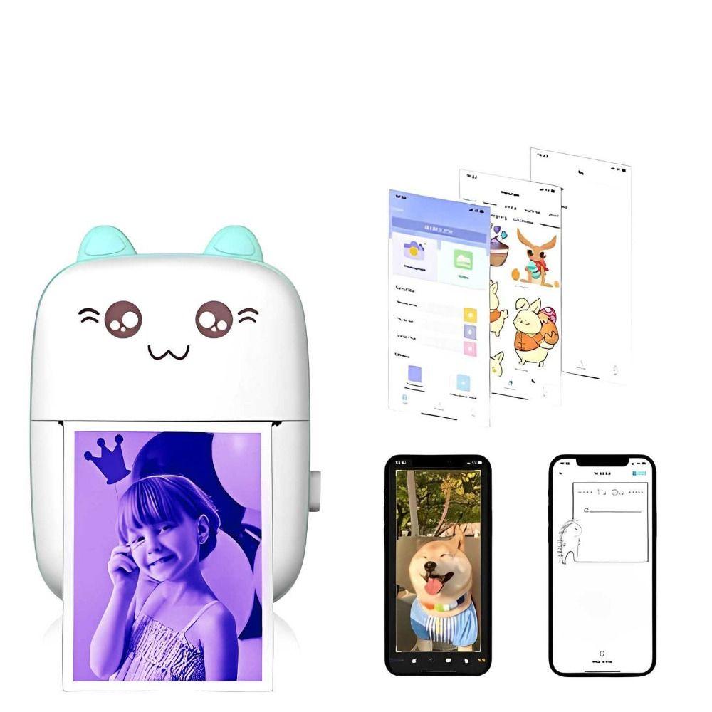 Cat Shaped Thermal Printer Portable Wireless Bluetooth Printer  Student