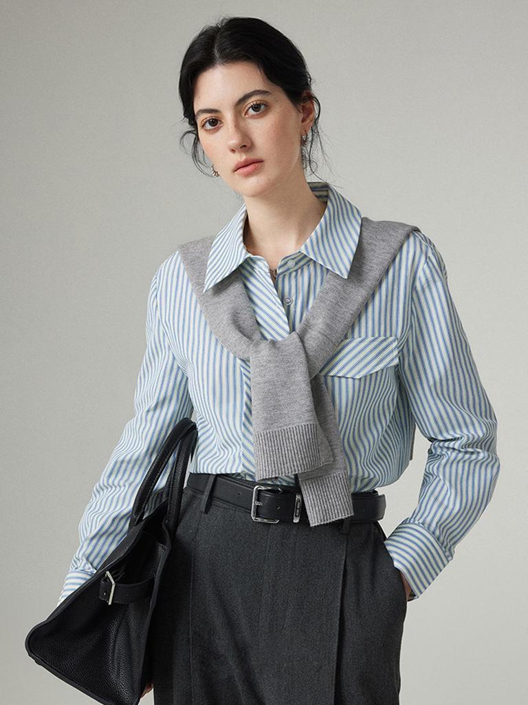 **2026 Neues Französisches Design Streifen Slimming Langarmhemd für Damen - Vielseitiges Oberteil für den Arbeitsweg**