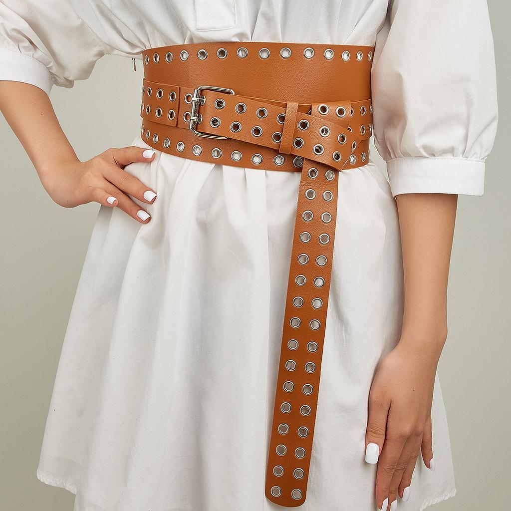 Wind Ladies Wide Belt Retro Elastic Elastic Waist Seal Dress Waist Decoration