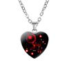 Love Heart Necklace Fashion Charming Glass 12 Zodiac Constellations Sign Pendant for Women