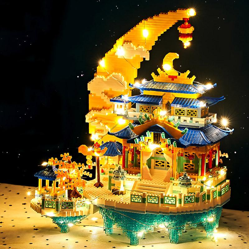 High-Standard Diamond Premium-Quality Chinese Building-Set Design Premium-Quality Moon Palace First-Class House Construction-Kit Superior-Grade