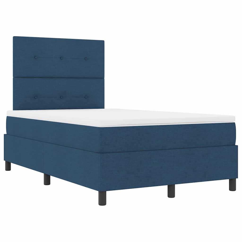 Box Spring Bed with Mattress and Headboard Blue 120 x 190 cm Fabric