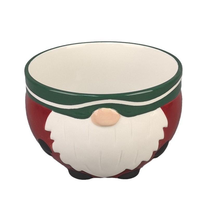 Ceramic Santa Claus Embossed Candy Bowl, Santa Claus Ceramic Bowl Christmas Kitchen