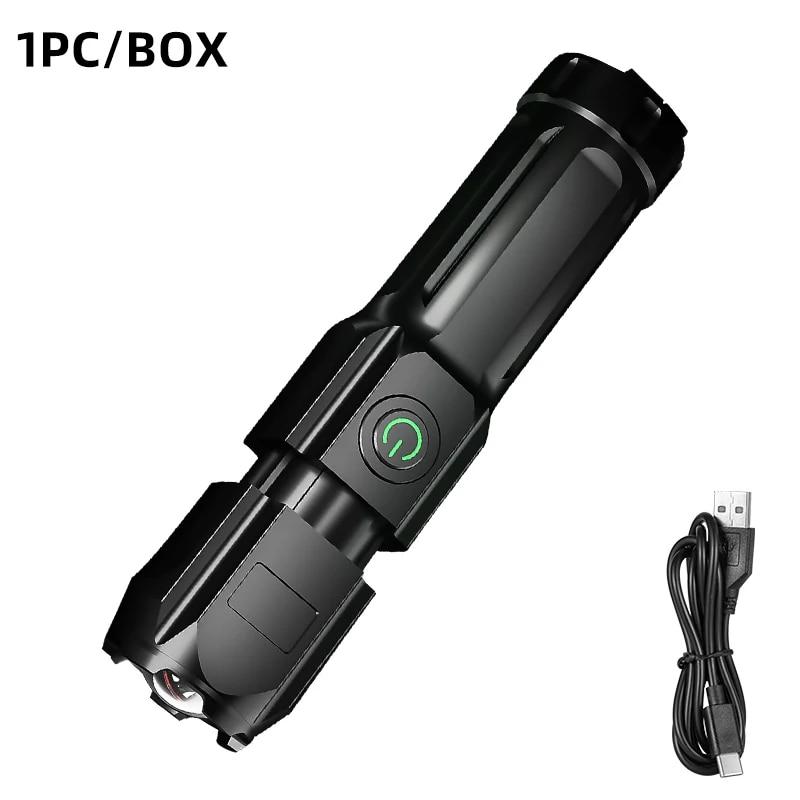 High Power Outdoor LED Flashlights USB Rechargeable Strong Hand Light Multifunctional Torch Lamp For Emergency Fishing Camping