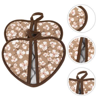 2 Pcs Baking Gloves Brown Oven Mitts Kitchen Mittens Heat Resistant High Temperature Resistance Non-slip Cotton Heatproof