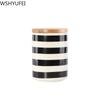 Nordic Geometric Black Sealed Cans with Lids Ceramic Storage Jars Tea Cans Candy Biscuit Jars Home Accessories WSHYUFEI