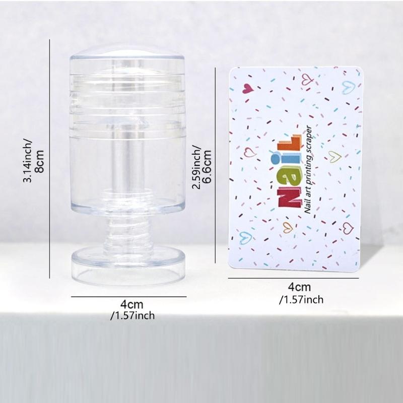 Nail Art Stamper Kit Rotatable Clear Nail Stamping Kit Jelly Stamper with Scrapers for French Manicure DIY Nail Designs