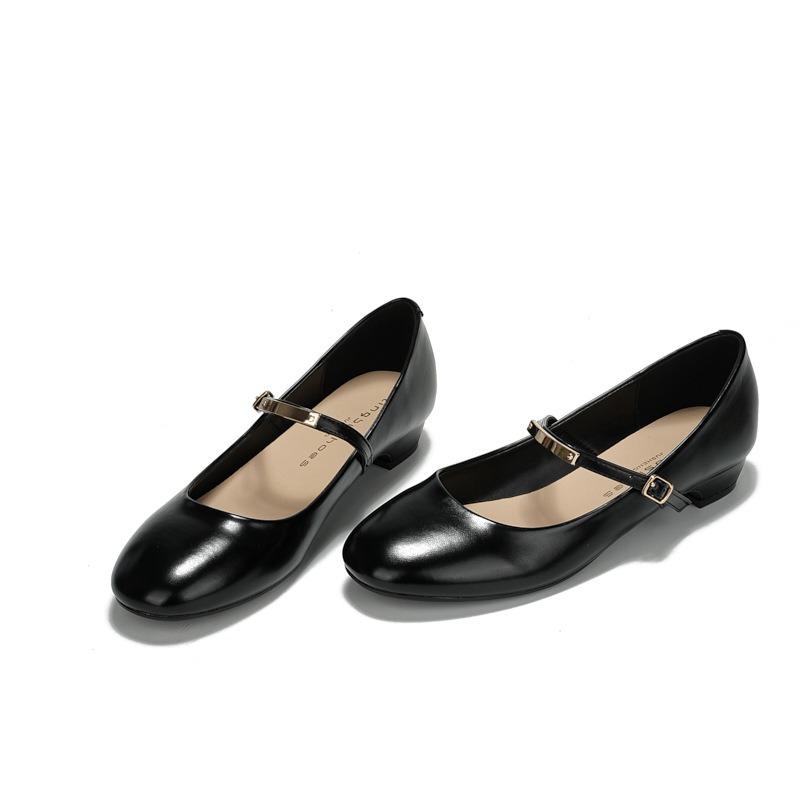 Vintage Mary Jane Single Shoes Oneword Buckle Strap Flat Heel Women's Work Daily Commuter Shoes Women's Shoes