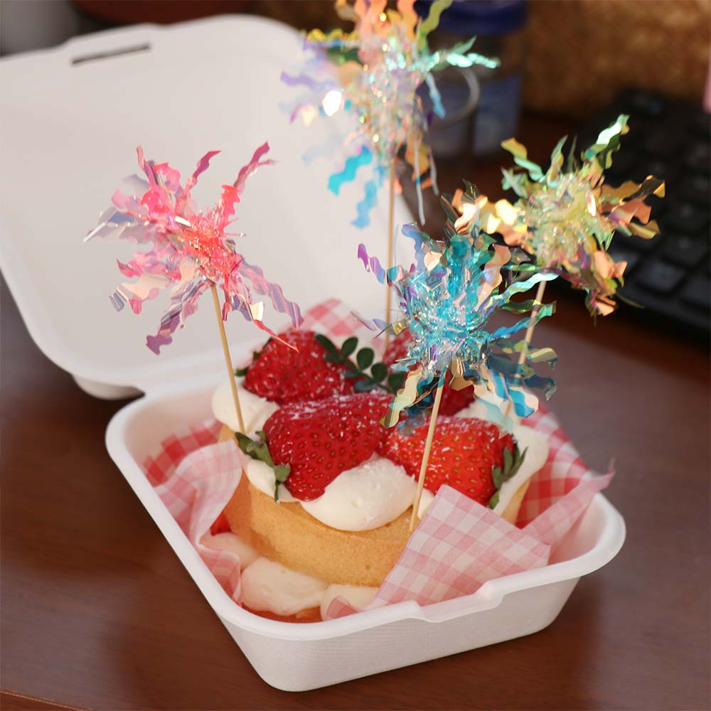 10 pieces Colorful Foil Firework Cupcake Toppers Fireworks Tassels Cake Plugin  DIY Baking