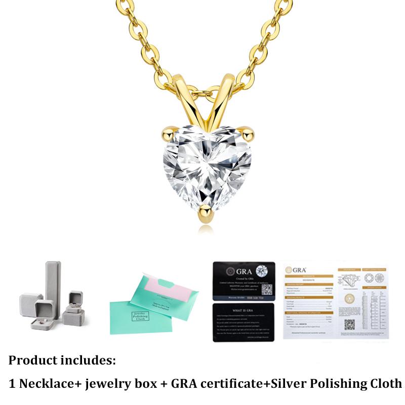 Fashion Real Moissanite Heart Pendant Necklace 1ct D Color Heart Diamond Pure S925 Sterling Silver for Women Wedding Fine Jewelry