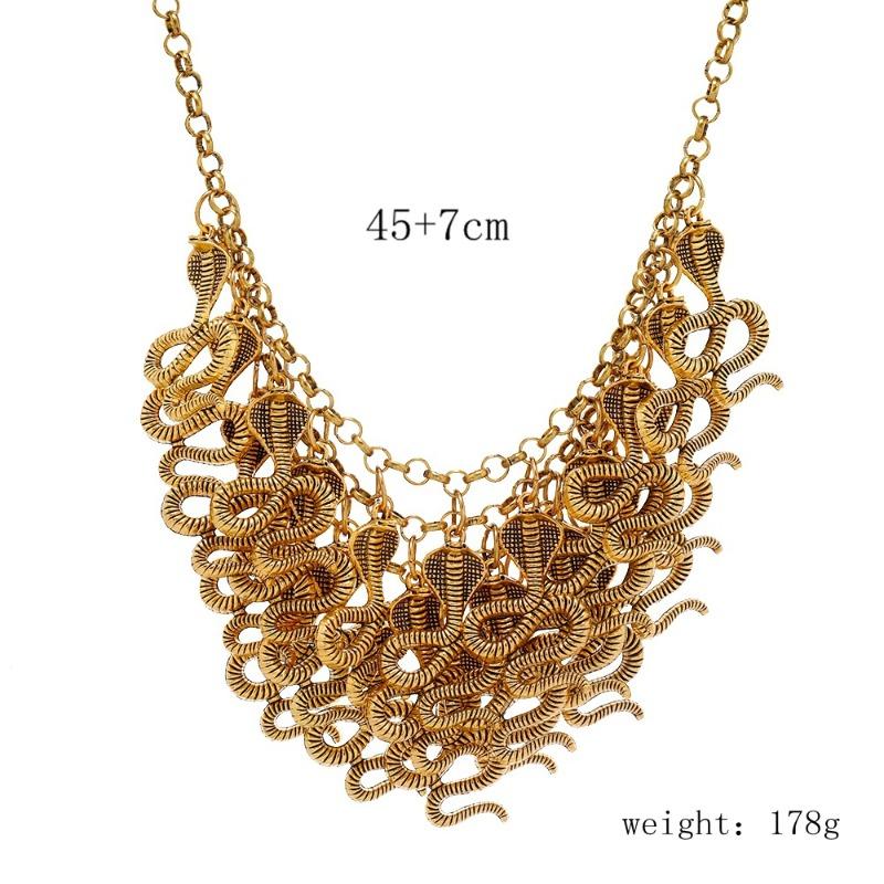 

Punk style necklace - european and american fashion, bold and exaggerated, vintage alloy cobra multi-layer necklace for women