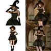 Black Lace Mesh Witch Tailcoat Dress Costume For Halloween Party Cosplay