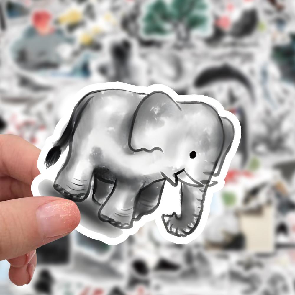 63PCS Ancient Style Ink Wash Stickers - Elegant Chinese Art for Decorating Notebooks, Phones & DIY Projects AnimeWorlds Store