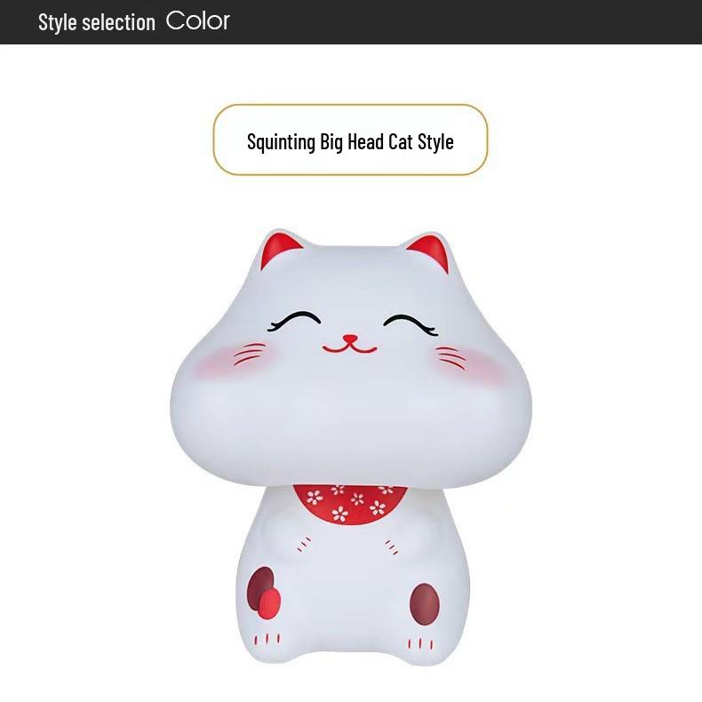 Solar-Powered White Nodding Cat Ornament - Chubby Lucky Desktop Decor