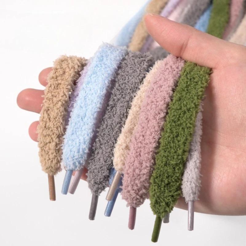 Fashion 1.3cm Wide Plush Shoelaces for Casual Shoes Sneakers Flat Shoes 80/100/120/140/160cm