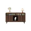 Mobile per Lettiere per Gatti con Tappetino Raccogli Sabbia, Mobile per Animali Domestici con Ripiano, Credenza/Mobile TV per Animali Domestici, senza Vaschetta per Lettiera, 120x50x66cm, Colore Noce