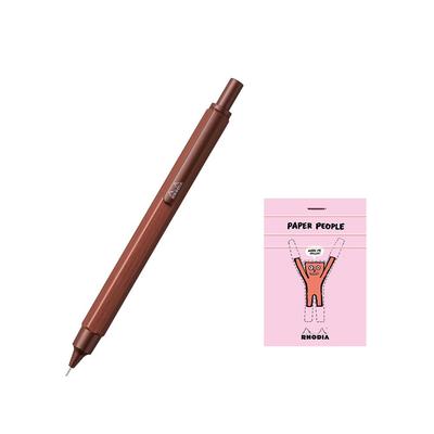 Rhodia Mechanical Hexagonal Aluminum Hairline Maroon RHODIA with Block Rhodia Pencil, Script, 0.5mm, Barrel, Body, Finish, Brown, No. 11,