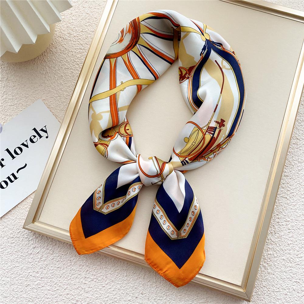 70 Small Square Silk Scarf: Women's Retro Chic Sunscreen Neck, Head, or Wrist Scarf In Korean Style for Autumn and Winter