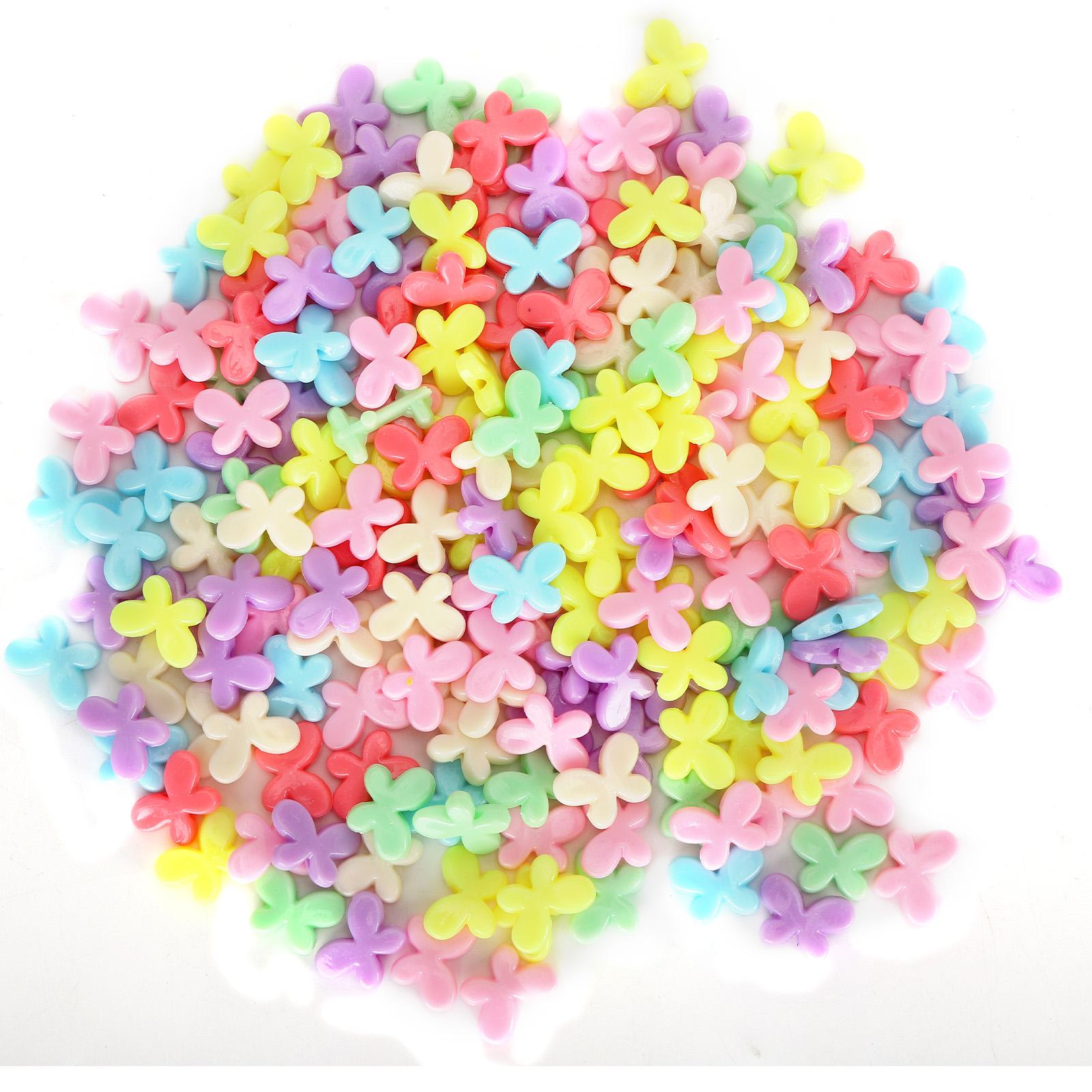 

300 шт. Цветные пластиковые бусины в форме бабочек для материалов для DIY швейной фурнитуры