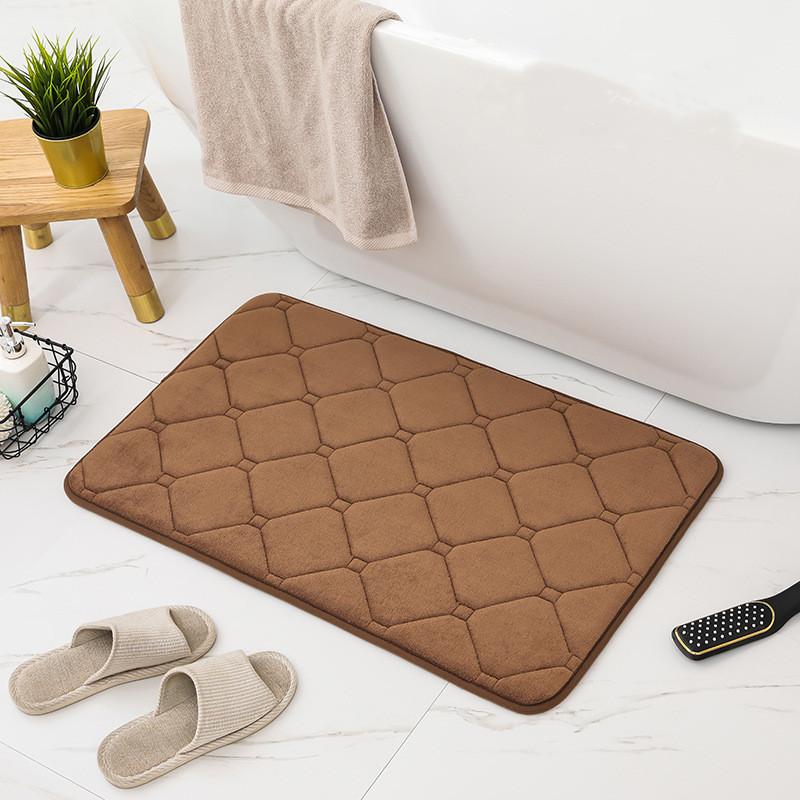 Inyahome Memory Foam Bath Mat Absorbent Bathroom Rug Bathmat Non Slip Floor Mats Kitchen Runner Restroom Living Room Blue Carpet