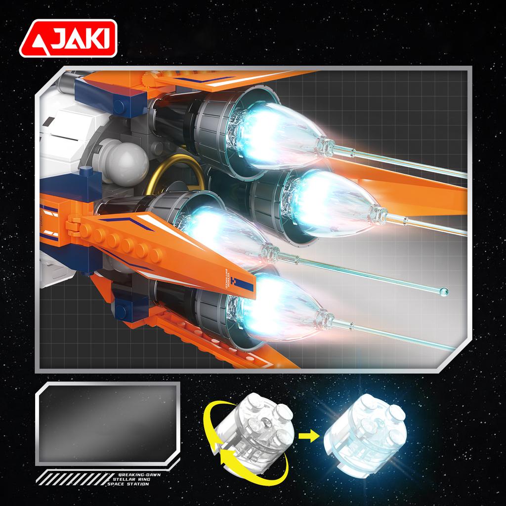 CK028 Aerospace Series Electric Rotating Dawn Star Ring Space Station Building Blocks Set Model Assembly Toy Boy's Birthday Gift