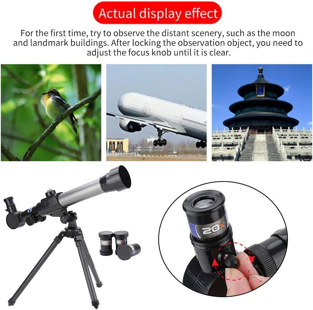 Kit telescop lunar pentru copii Telescop pentru începători în astronomie 40x copii adulți telescoape astronomice spațiale de 60 mm, telescop portabil de călătorie dimensiune liberă