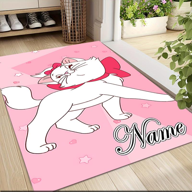 Custom Name Pink Aristocats Name Carpet Rug Customizable Soft Washable Anti-Slip Home Living Room Sofa Mats Personalized Rug. 0909417