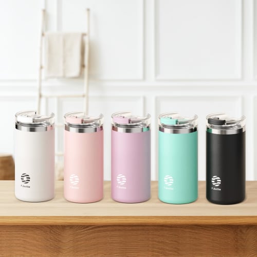 FJbottle 450ml Vacuum Insulated Mug Bottle, 2-Way Bottle, Keeps Hot or Cold, Perfect for Drinking from a Cup or Directly, Portable, Easy to Clean, Wid