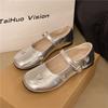 Fashion Butterfly Silver High-end French Flat-bottomed Light-mouth Single Shoes Women's Summer 2025 New Skirt Mary Jane Shoes