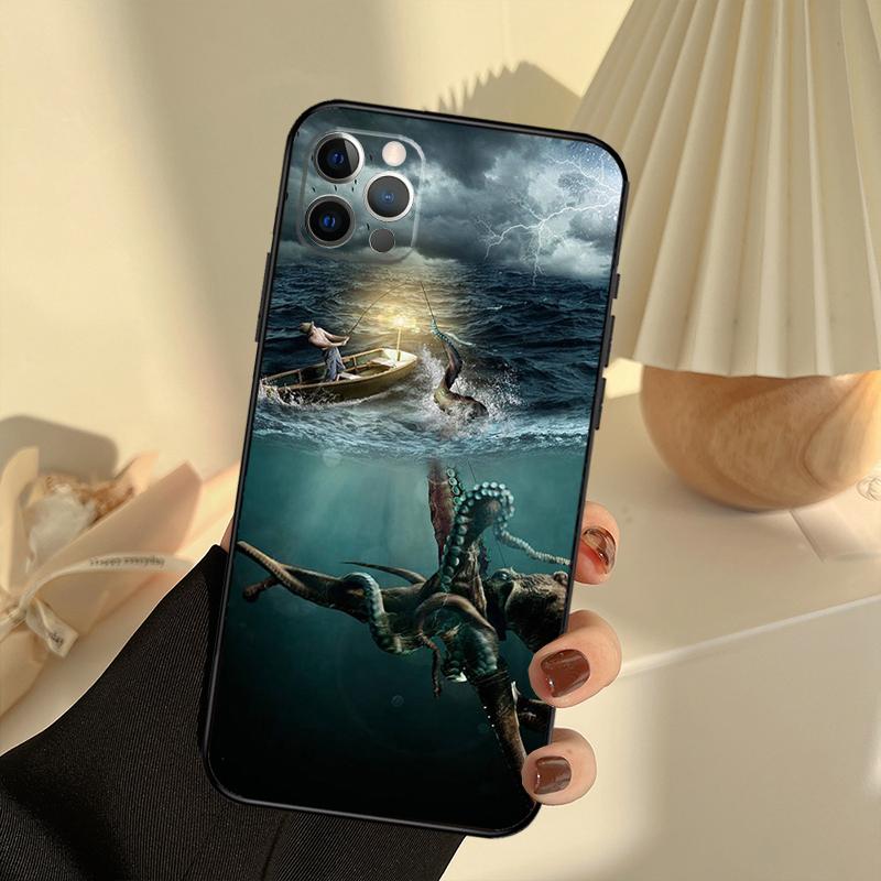 

Чехол для телефона с рыбой и рыбалкой для iPhone 16 14 13 12 11 15 17 Pro Max 13 mini 15 16 Plus 16e 17 Air Cover Funda iPhone 15 Plus