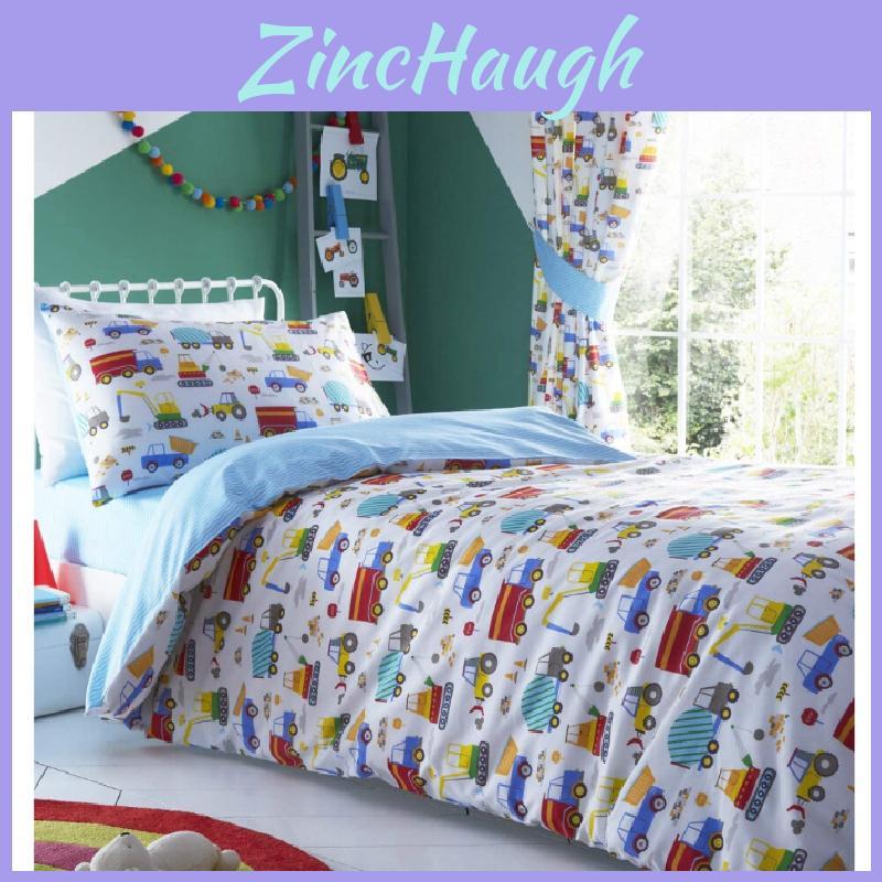 Car Trucks Diggers Cartoon Pattern 3d Printed Bedding Set With Soft Fabric For Teen Sleep Comfort