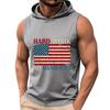 Men's Sleeveless Hoodie Tank Top Casual Muscle Shirt with American Flag Graphic Print Hard Work No Handouts Design for Summer