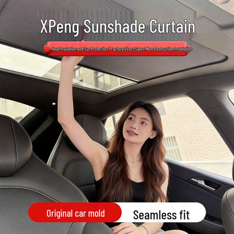 XPeng P7 G6 G9 Electric Sunroof Sunshade: Manual, Foldable, Heat Insulation, Sun Protection, Panoramic Roof Curtain.