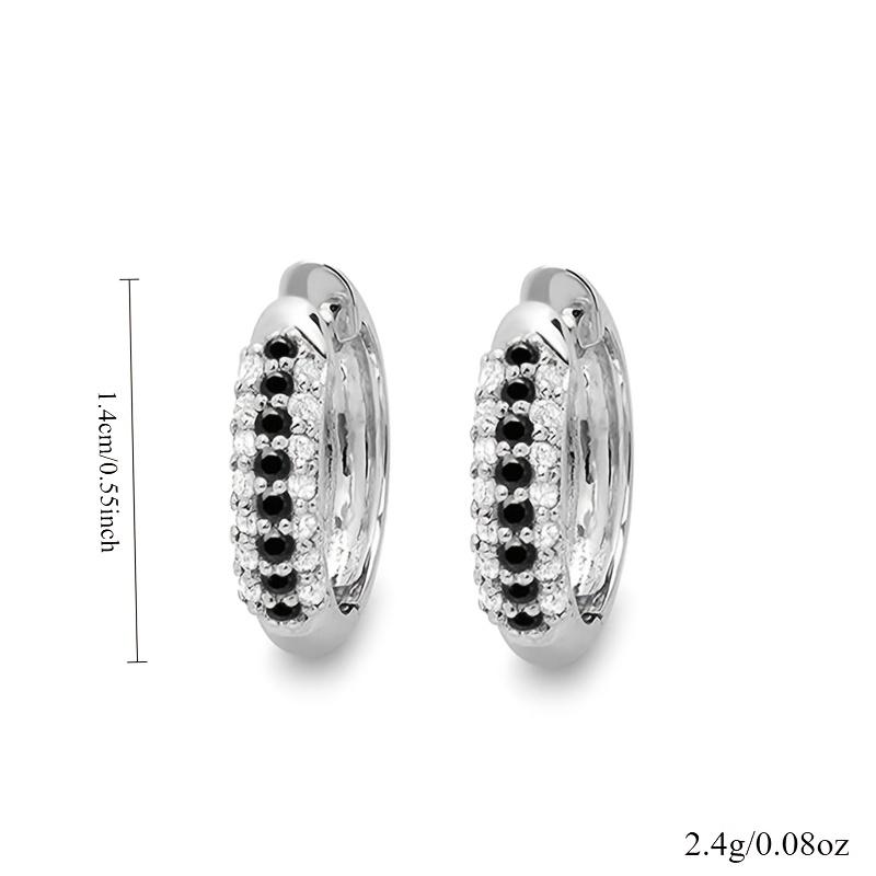 BLACK AWN Exquisite Small Round Hoop Earrings Black Stone Earrings for Women Hoop Earring Jewelry