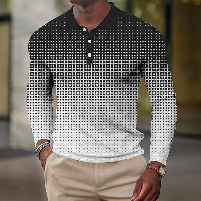 Long Sleeve Polo with Bold Tiger Print, Stylish Casual Wear