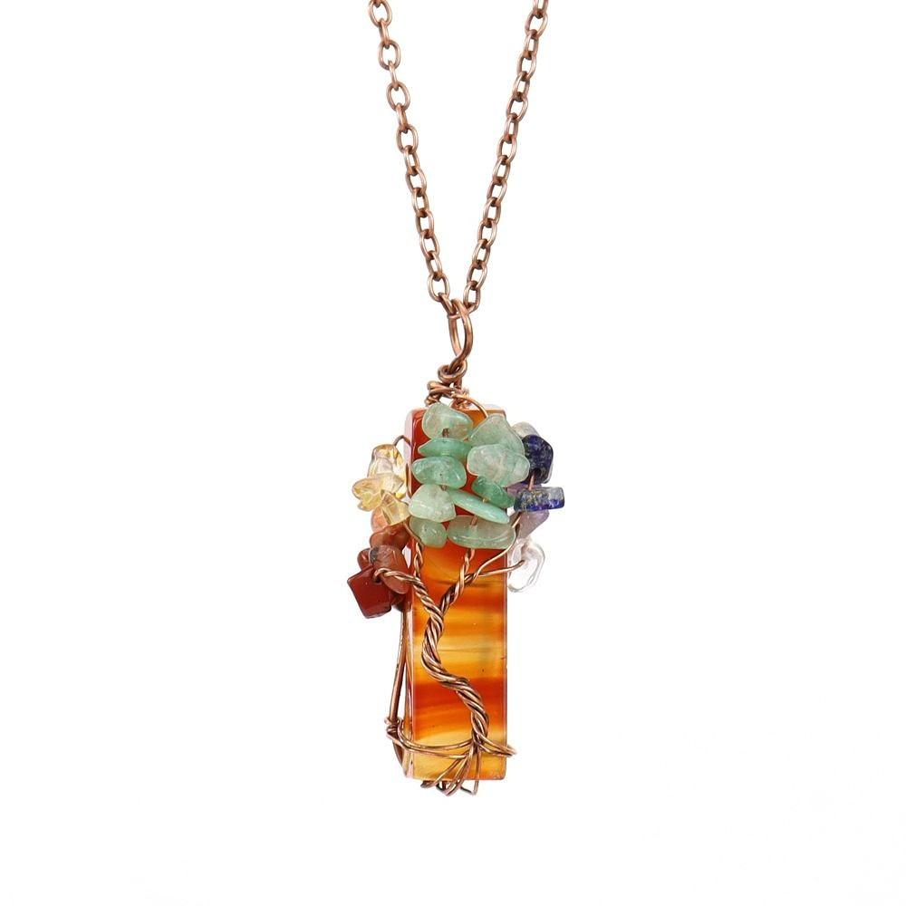 Natural Amethyst Amethyst Pendant Necklace Irregular Crystal Tree Of Life Design Crystal Tree Of Life Crushed Stone Energy