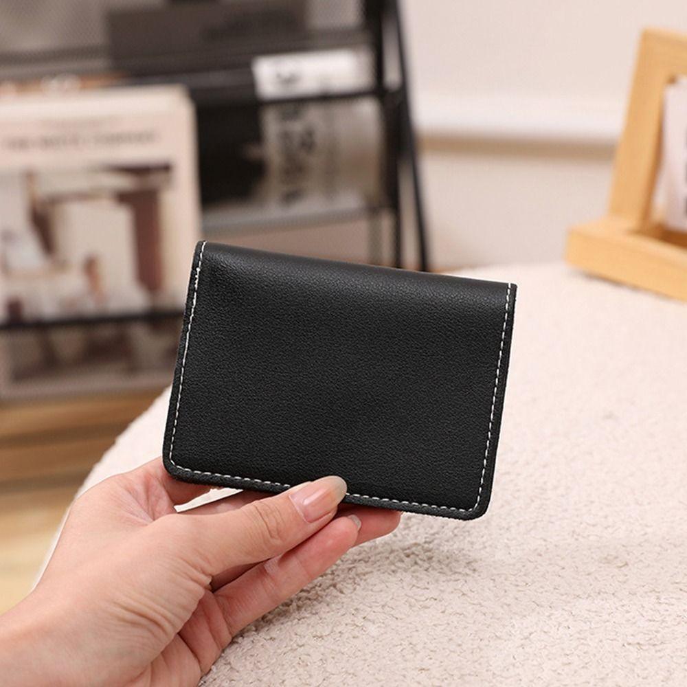 Short Clutch Mini Wallet Magnet Buckle Solid Color Card Holder Portable Thin Card Bag  Men