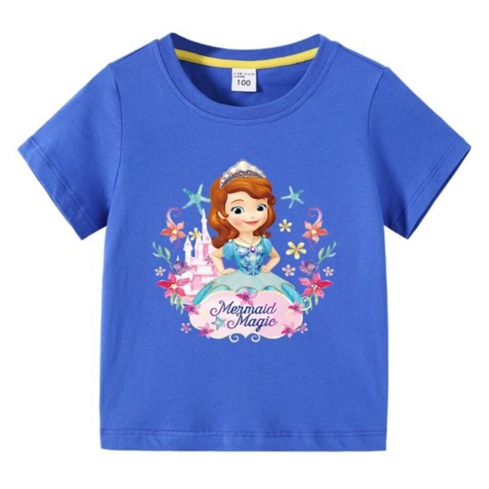 Children's T-shirt Sofia Princess Print Pure Cotton Breathable Outfit 2026 Summer New Fashionable Cool Top