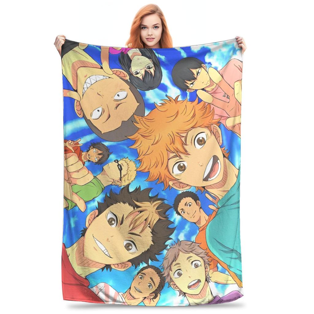 Anime Boy Volleyball Haikyuu  Blanket Flannel All Season  Breathable Lightweight Thin Throw Blankets for Sofa Office Bedspreads
