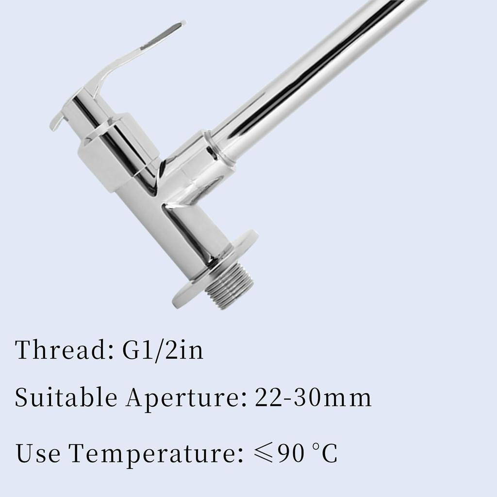 Rubinetto da Cucina, Rubinetto per Lavello Singolo Tubo Freddo a Parete, Girevole a 360°, Filettatura G1/2pollice, Rubinetto da Cucina Senza Tubo, Uscita in Rame