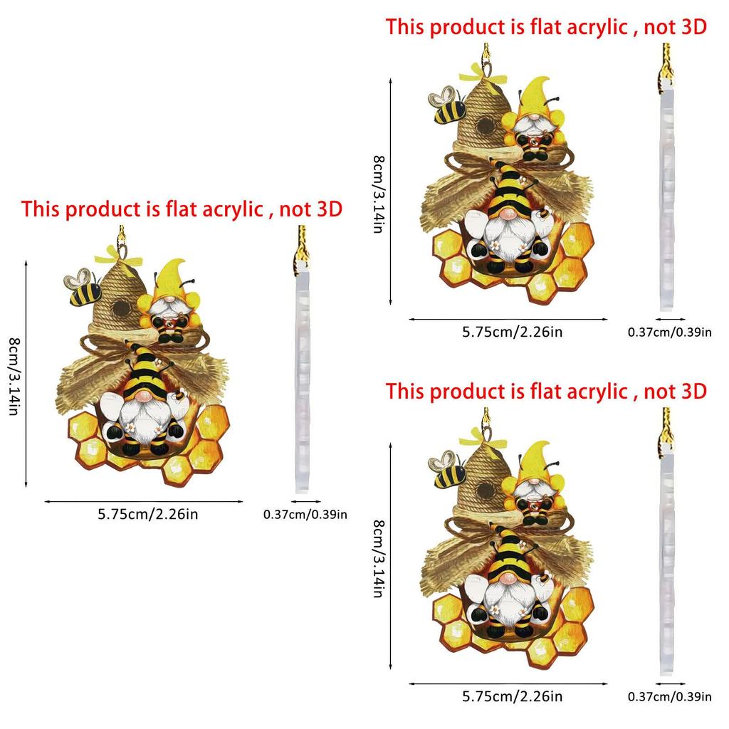Adorable Bee Gnome Acrylic Pendant Colorful Cartoon Car Interior Decoration Gift