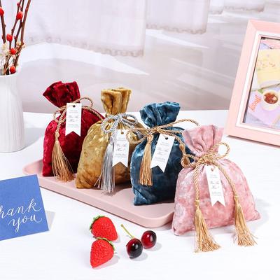 Portable Trendy Tassel Bag Velvet Candy Bag Candy Pouches Drawstring Pocket Gift Bags