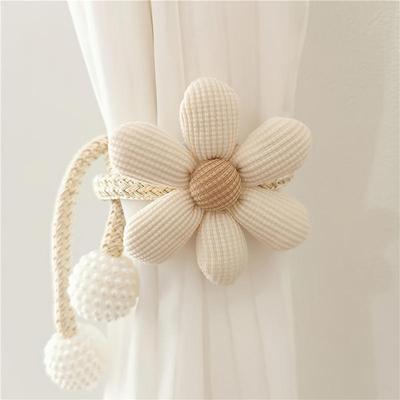 2pcs Flower Shape Curtain Tieback Elastic Band Window Curtain Buckles Magnetic Buckle Curtain Rope Holders Kids Room Home
