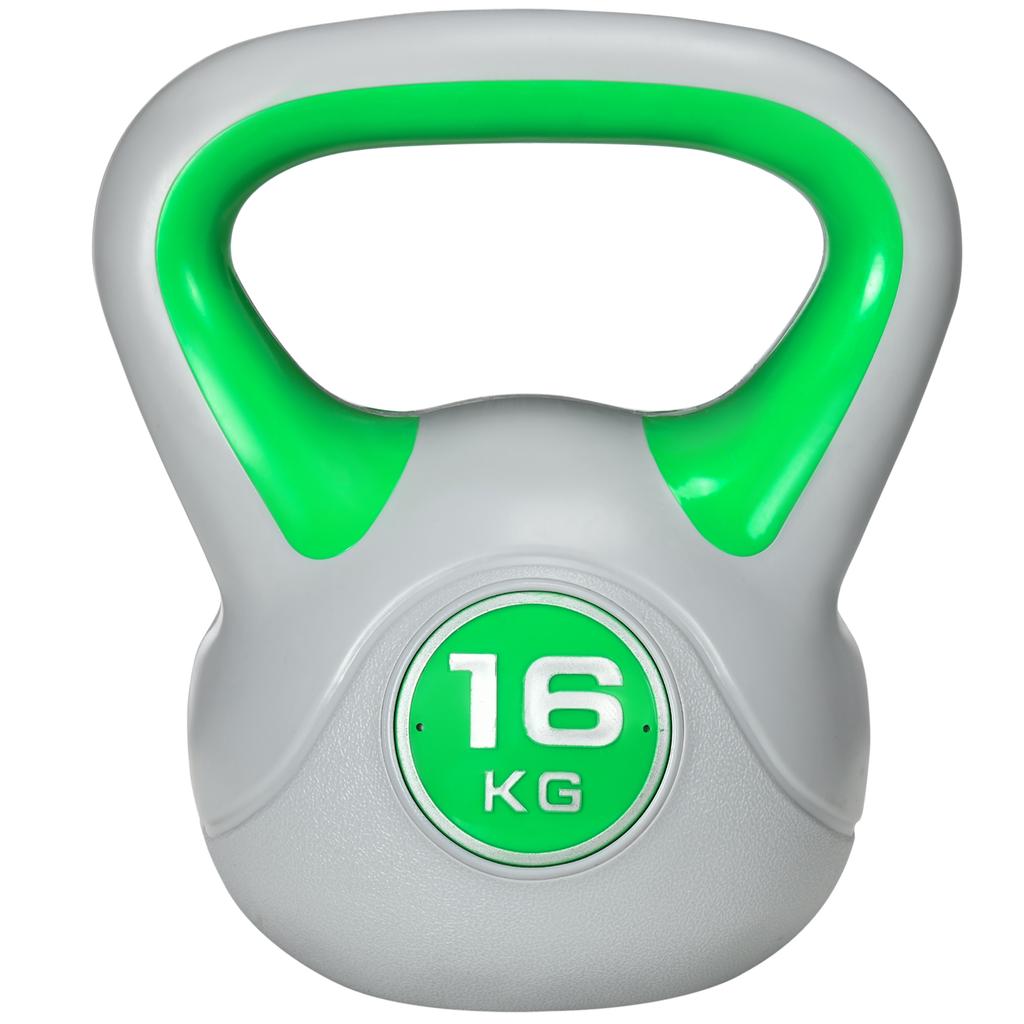 Kettlebell, 16kg Kettle Bells with Handle for Home Gym Weight Lifting and Strength Training, Green and Grey