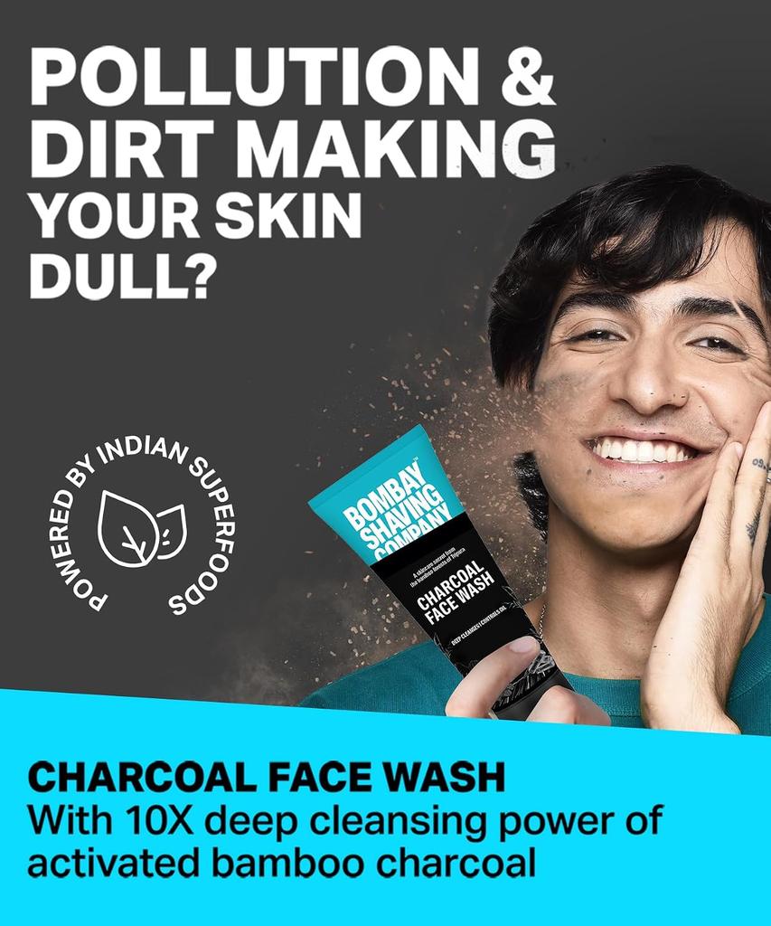 Cool Detox Face Wash for Men | Activated Charcoal & Menthol Beads | Deep Cleaning, Exfoliation & Instant Cooling | 100g