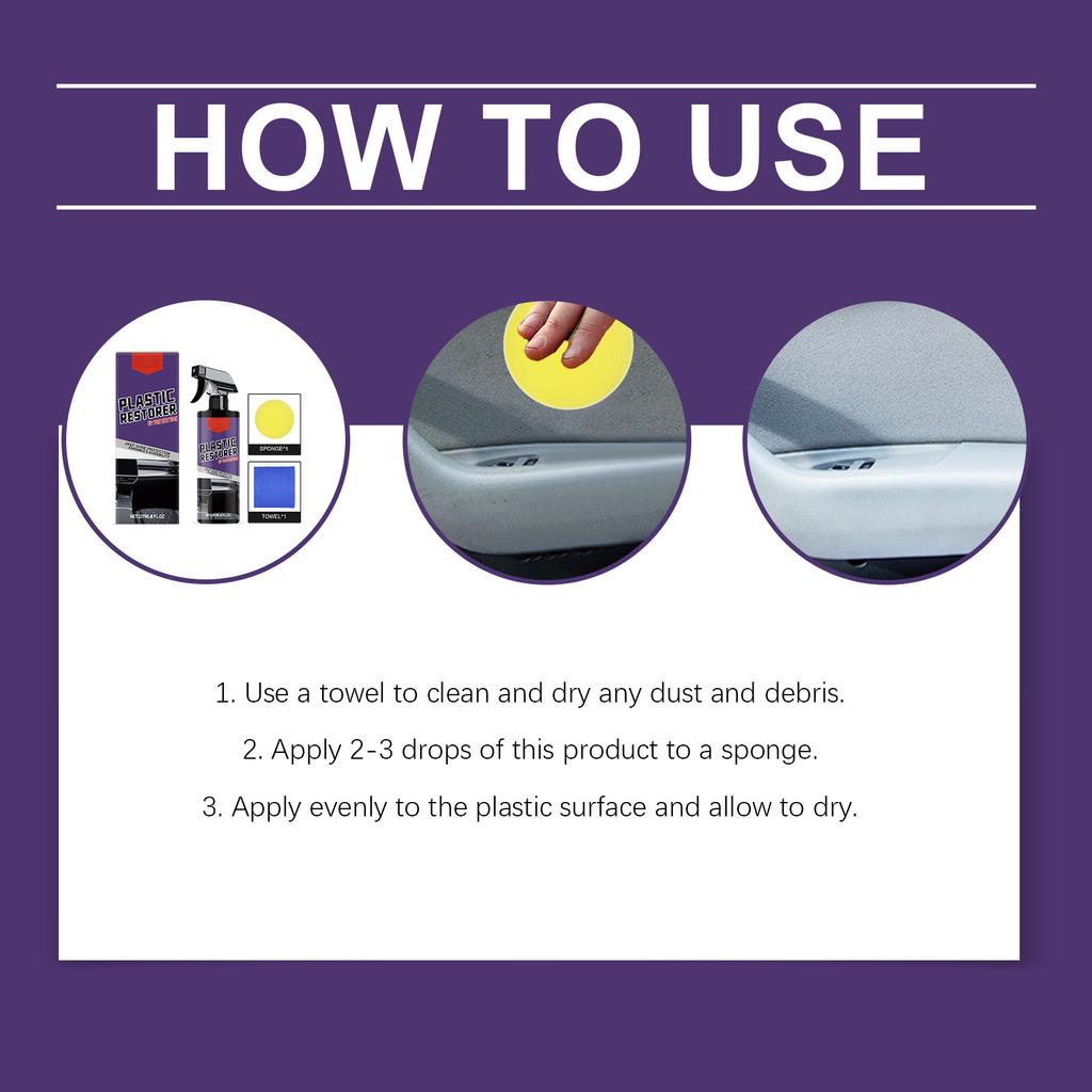 Car Plastic Care Spray, Interior Gloss And Scratch, Center Console Care Spray 237ml